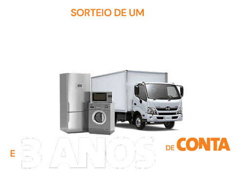 Concorra a mais de 500 prêmios instantâneos, sorteio de um caminhão de prêmios e 3 anos de conta grátis.